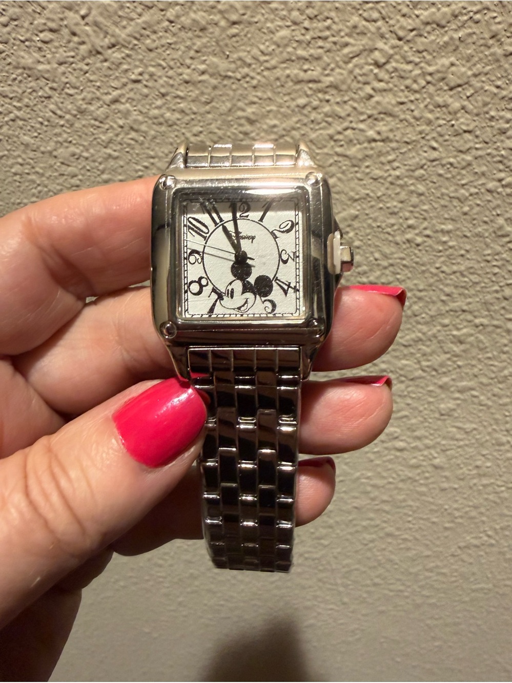 Disney Adult Size Alloy/Stainless Steel Square Mickey Mouse Watch - Never Used